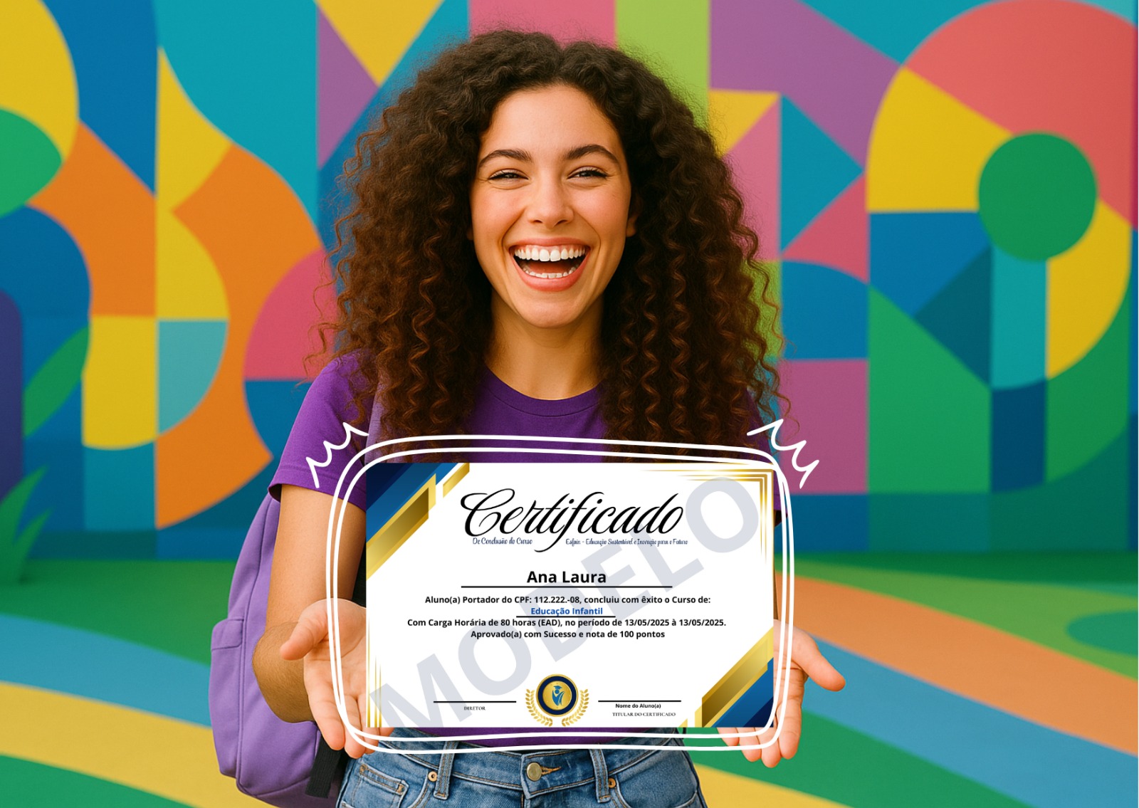 Certificado com nome do aluno